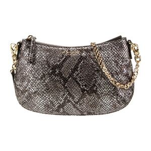 New Henri Bendel Snake Embossed Leather Chain Small Pochette Bag